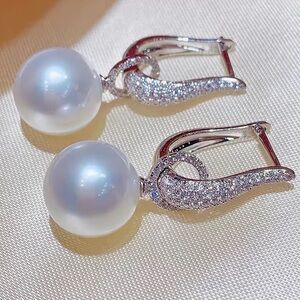 Pearl Elegance Silver Crystal Earrings